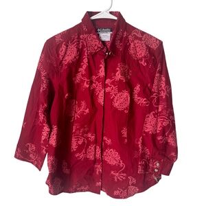 Columbia Red Patterned Button-Up Shirt